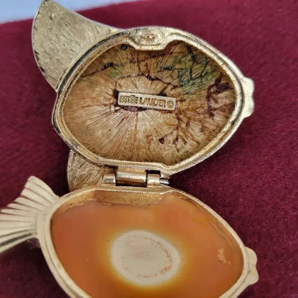 Estee Lauder Tropical Fish White Linen Compact Trinket Box 90s